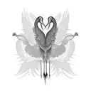 crane standing with wings spread with a red sun  tattoo design idea