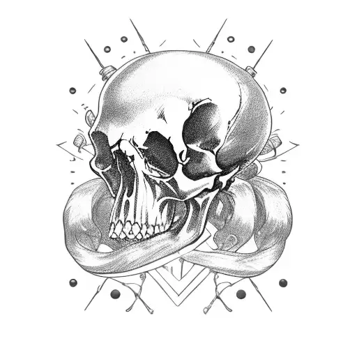 pirate ship skulls galleon black white tattoo design idea