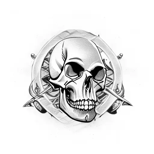 front facing galleon pirate ship with skull tattoo design idea