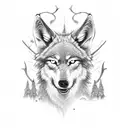 wolf eating elk tattoo design idea