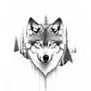 wolf eating elk tattoo design idea