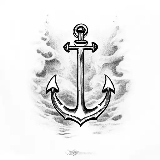 Sea gull and a anchor with water tattoo design idea