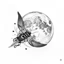 moon with moth  tattoo design idea