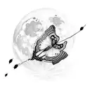 moon with moth  tattoo design idea