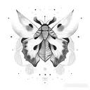 moon with moth  tattoo design idea