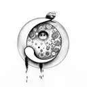 moon with moth  tattoo design idea