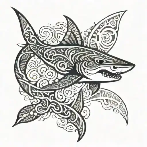 Fiji tribal shark tattoo design idea