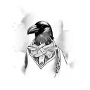 crow sitting in a noose tattoo design idea