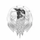 crow sitting in a noose tattoo design idea