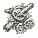 Create a mechanical engineering-inspired tattoo featuring gears and pistons tattoo design idea