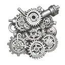 Create a mechanical engineering-inspired tattoo featuring gears and pistons tattoo design idea