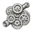 Create a mechanical engineering-inspired tattoo featuring gears and pistons tattoo design idea