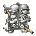 military and baseball kids tattoo design idea