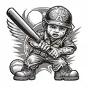 military and baseball kids tattoo design idea