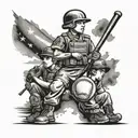 military and baseball kids tattoo design idea