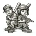 military and baseball kids tattoo design idea
