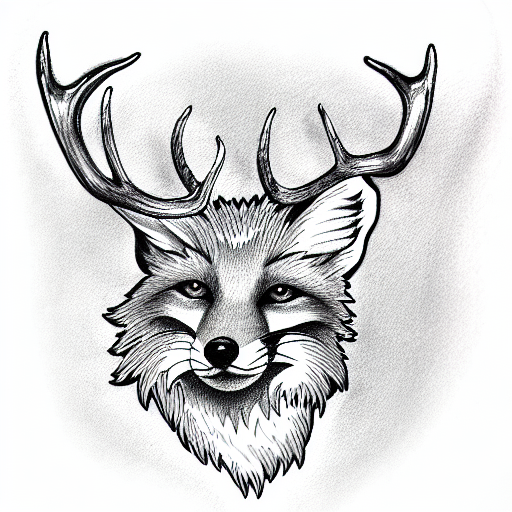 fox with antlers tattoo design idea