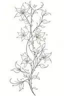 A delicate, vertical design running along the spine, featuring an intertwining vine of flowers and a scattering of stars tattoo design idea