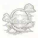 sunrise with clouds shaded tattoo design idea