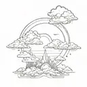 sunrise with clouds shaded tattoo design idea