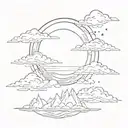 sunrise with clouds shaded tattoo design idea