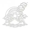 sunrise with clouds shaded tattoo design idea