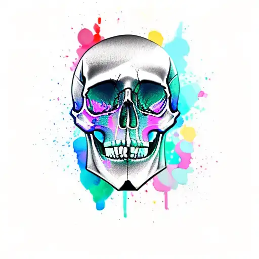 watercolour skull tattoo design idea