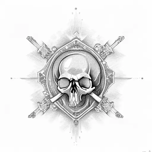 skull with diamond eyes tattoo design idea