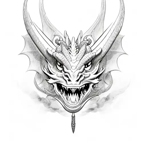  dragon mixed with taurus and roses tattoo design idea