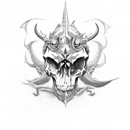 skull, dragon, taurus tattoo design idea