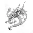  dragon mixed with taurus and roses tattoo design idea