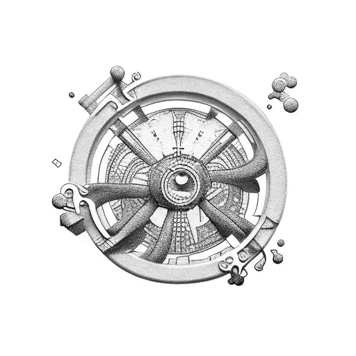 combination of diving, architecture and gym tattoo tattoo design idea