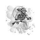 combination of diving, architecture and gym tattoo tattoo design idea