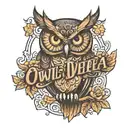 owl with the name SHEA inside it tattoo design idea