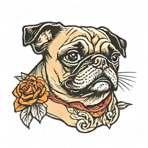 pug dog tattoo design idea