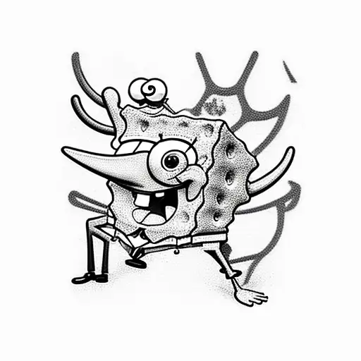 SpongeBob and devil tattoo design idea