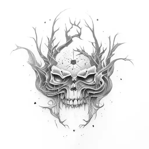 An open book with dark and twisted illustrations flowing out of its pages tattoo design idea