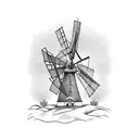 Don Quixote Windmill tattoo design idea