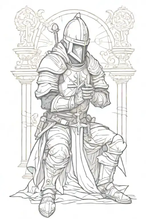 knights Templar kneeling praying tattoo design idea