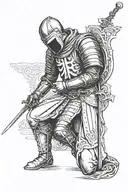 knights Templar kneeling praying tattoo design idea