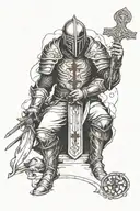 knights Templar kneeling praying tattoo design idea