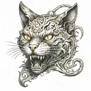 demon cat tattoo design idea