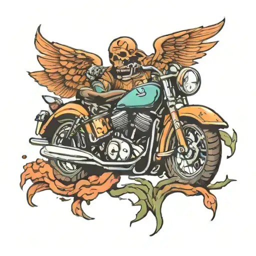 Anxiety, motorcyle theme and death  tattoo design idea