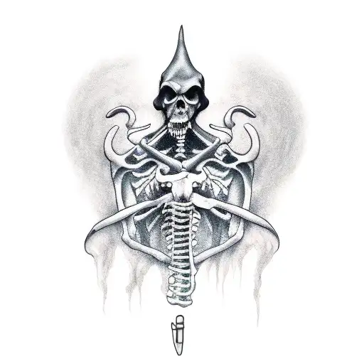 grim reaper with reaping hook tattoo design idea