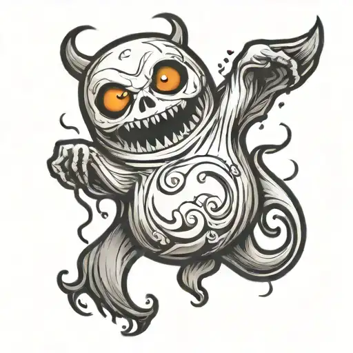 ghost boo small black tattoo design idea