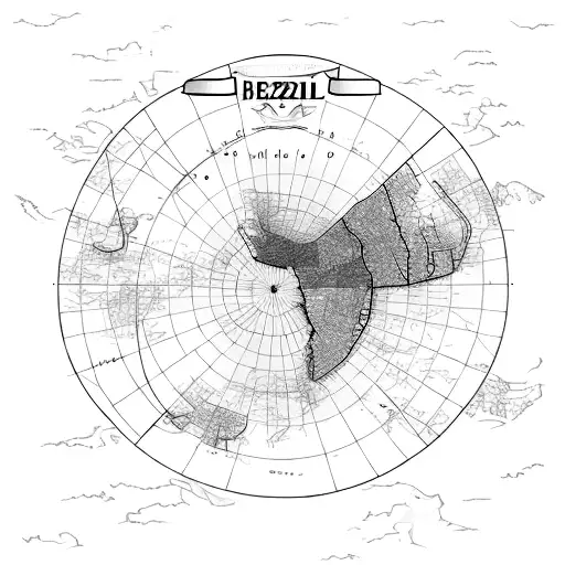 brazil map  and plane tattoo design idea