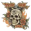  trust no one tattoo design idea