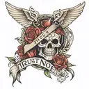  trust no one tattoo design idea
