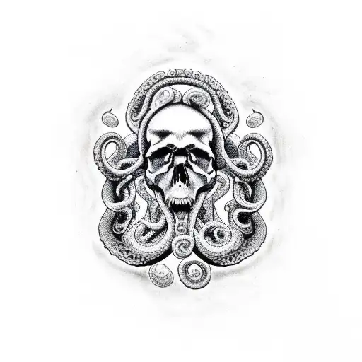 Skull and tentacle tattoo design idea