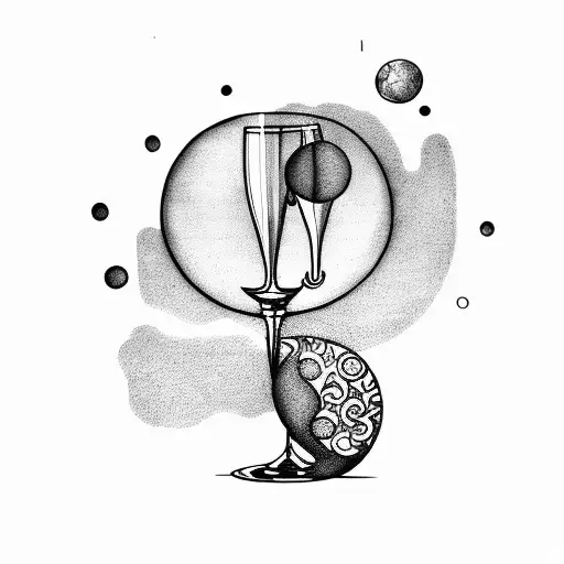 moon with wine glass tattoo design idea